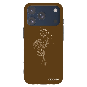 Picasee Apple iPhone 17 Pro Hülle - Transparentes Silikon - Brown flowers