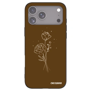 Picasee Apple iPhone 17 Pro Max Hülle - Schwarzes Silikon - Brown flowers