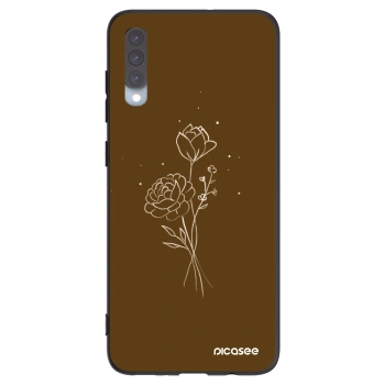 Picasee Samsung Galaxy A70 A705F Hülle - Schwarzes Silikon - Brown flowers