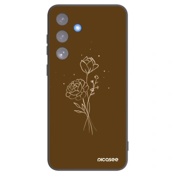 Picasee Samsung Galaxy S25 FE 5G Hülle - Schwarzes Silikon - Brown flowers