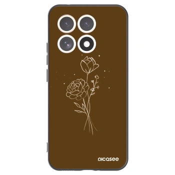 Picasee Xiaomi 15T Hülle - Schwarzes Silikon - Brown flowers