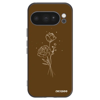 Picasee Google Pixel 10 Pro Hülle - Schwarzes Silikon - Brown flowers