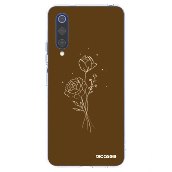 Picasee Xiaomi Mi 9 SE Hülle - Transparentes Silikon - Brown flowers
