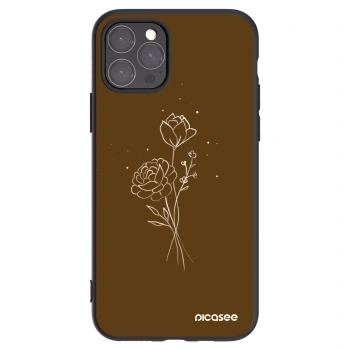 Picasee Apple iPhone 11 Pro Hülle - Schwarzes Silikon - Brown flowers