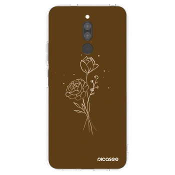 Picasee Xiaomi Redmi 8 Hülle - Transparentes Silikon - Brown flowers