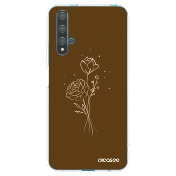 Picasee Huawei Nova 5T Hülle - Transparentes Silikon - Brown flowers
