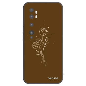 Picasee Xiaomi Mi Note 10 (Pro) Hülle - Schwarzes Silikon - Brown flowers