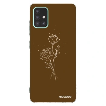 Picasee Samsung Galaxy A51 A515F Hülle - Transparentes Silikon - Brown flowers