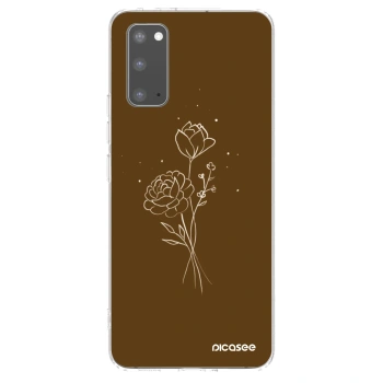 Picasee Samsung Galaxy S20 G980F Hülle - Transparentes Silikon - Brown flowers