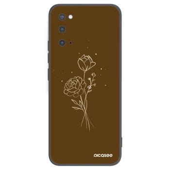 Picasee Samsung Galaxy S20 G980F Hülle - Schwarzes Silikon - Brown flowers
