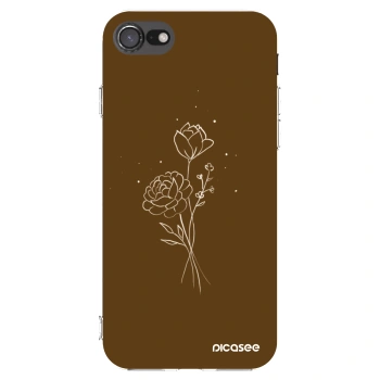 Picasee Apple iPhone SE 2020 Hülle - Transparentes Silikon - Brown flowers