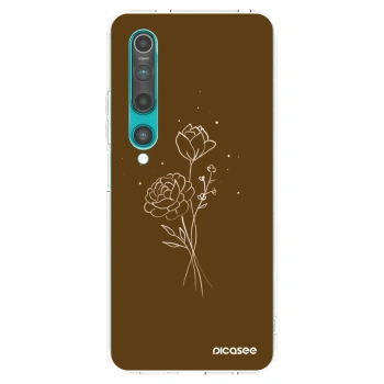 Picasee Xiaomi Mi 10 Hülle - Transparentes Silikon - Brown flowers