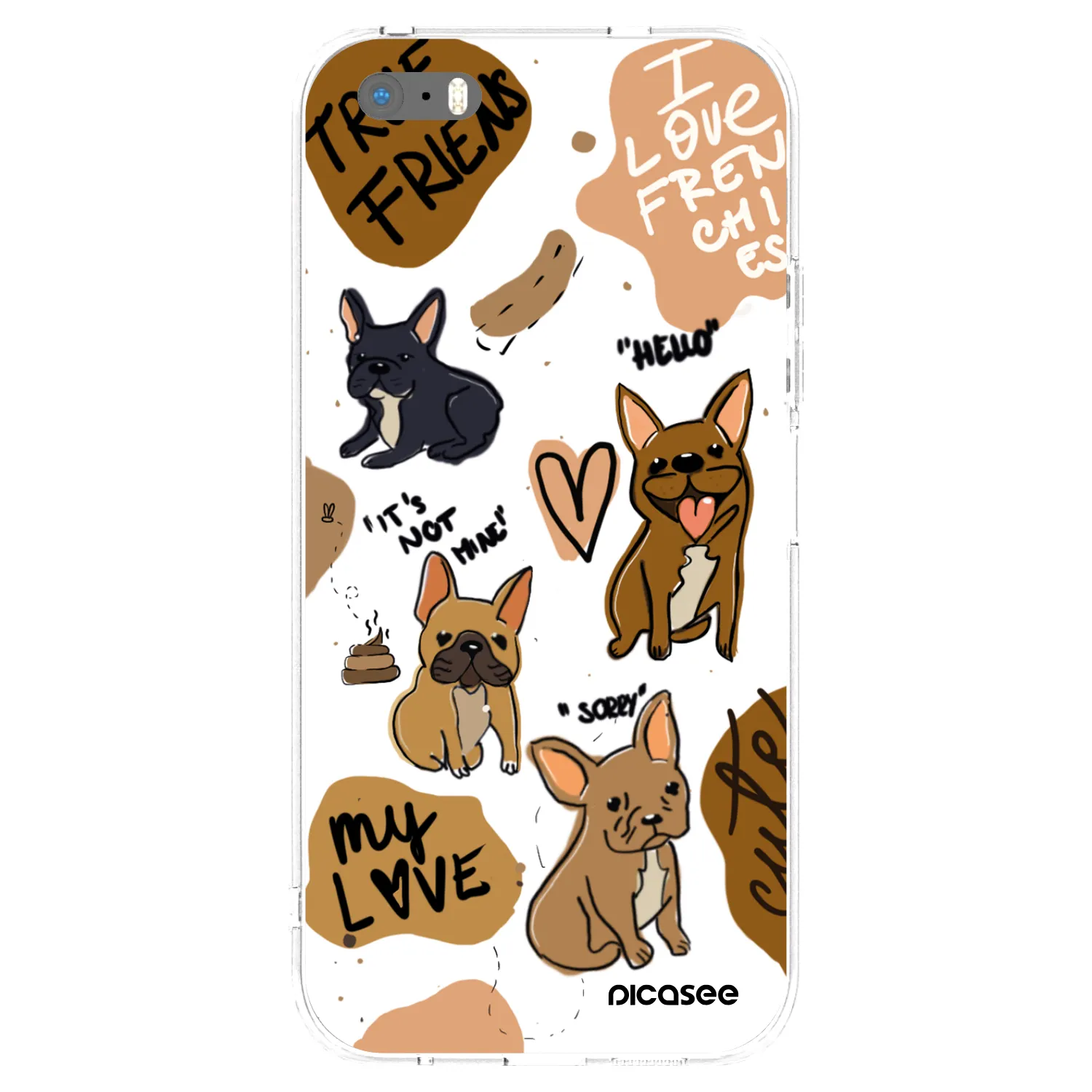 Picasee Apple iPhone 5/5S/SE Hülle - Transparentes Silikon - Frenchies