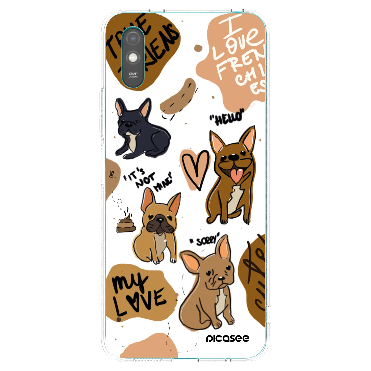 Picasee Xiaomi Redmi 9A Hülle - Transparentes Silikon - Frenchies
