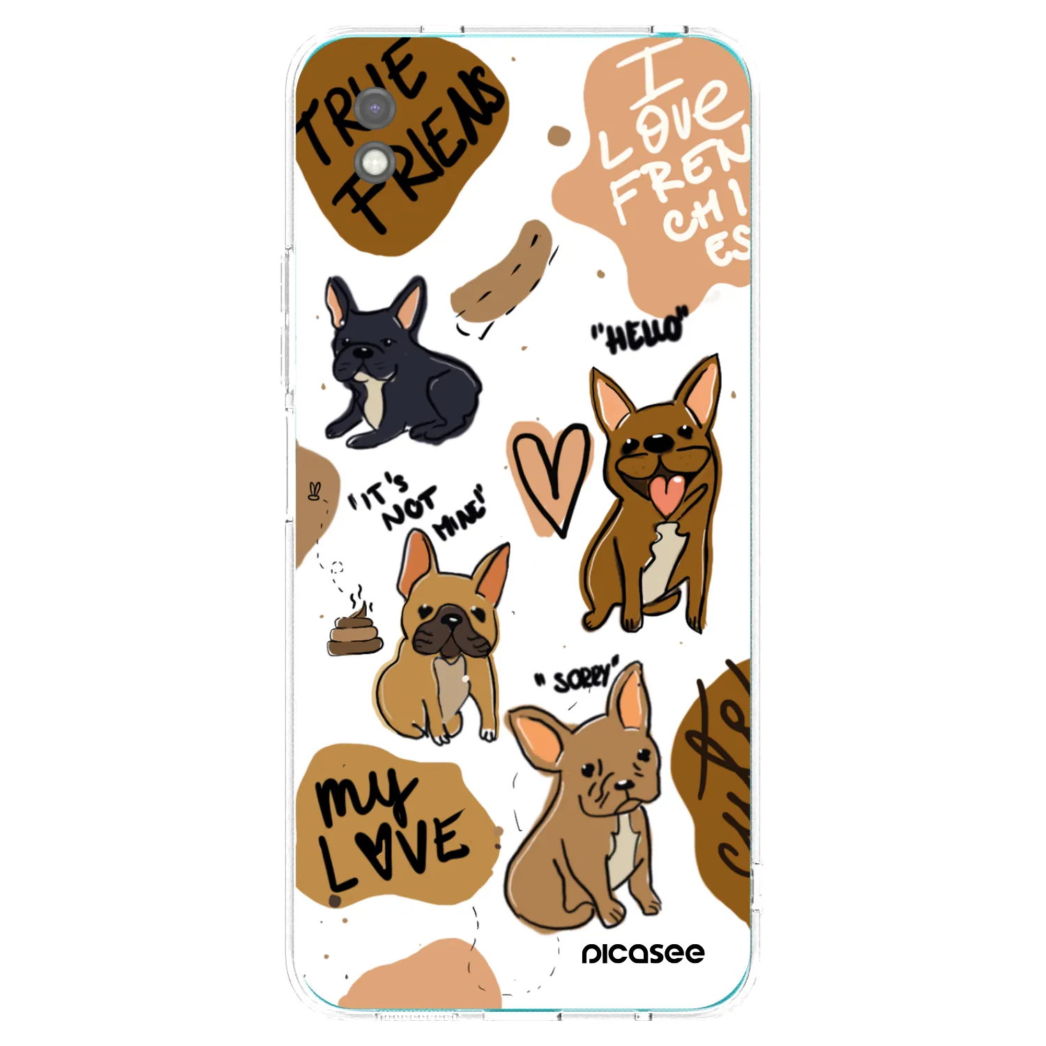 Picasee Xiaomi Redmi 9A Hülle - Schwarzes Silikon - Frenchies