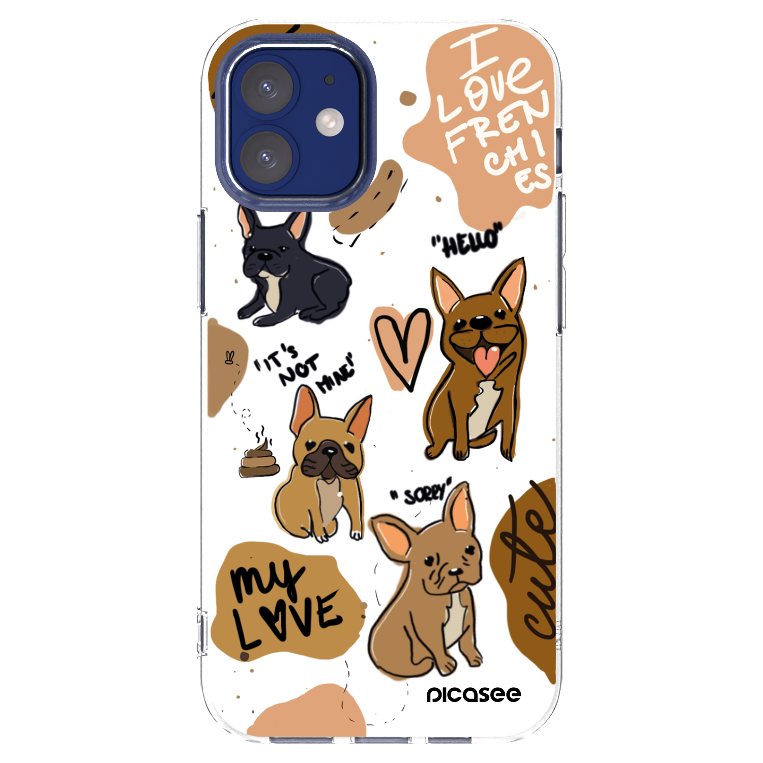 Picasee Apple iPhone 12 mini Hülle - Transparentes Silikon - Frenchies