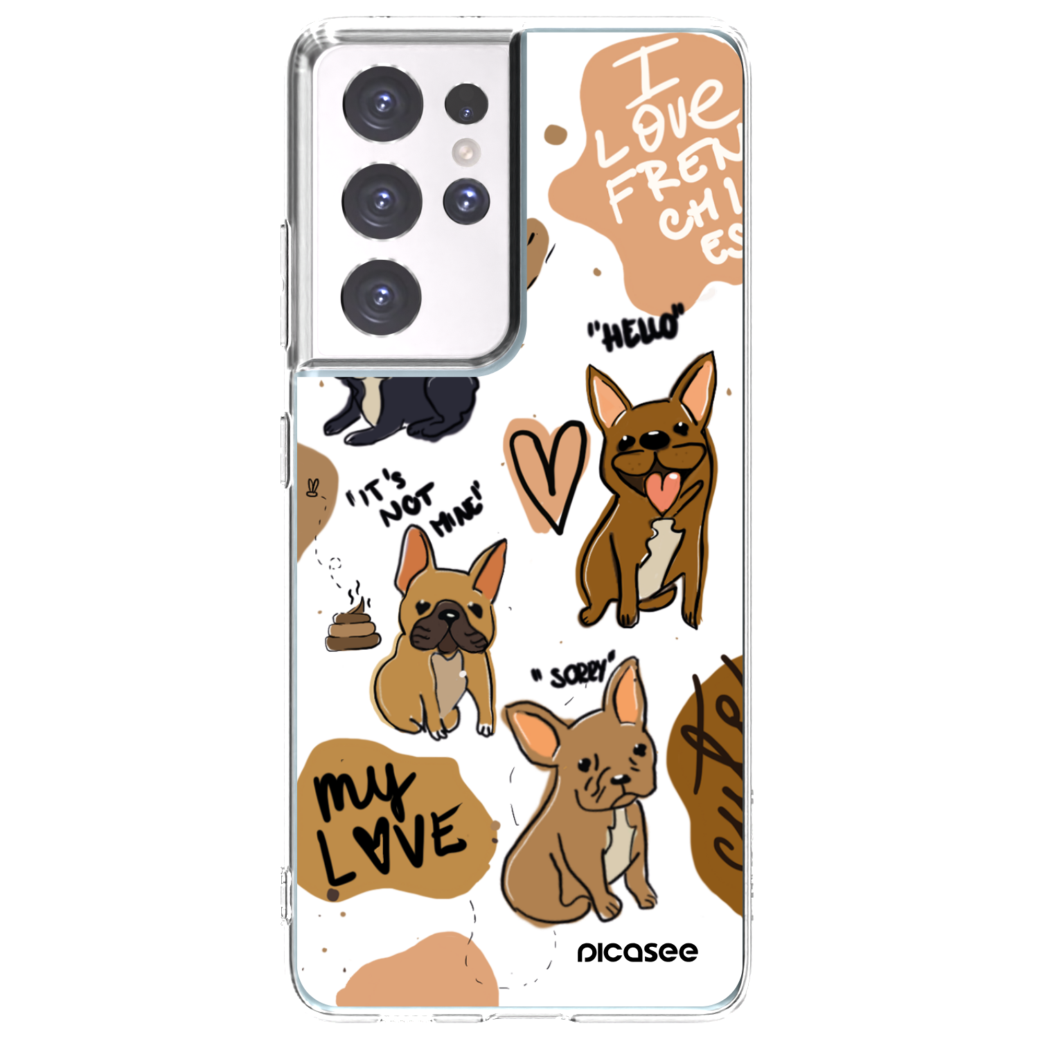 Picasee Samsung Galaxy S21 Ultra 5G G998B Hülle - Transparentes Silikon - Frenchies