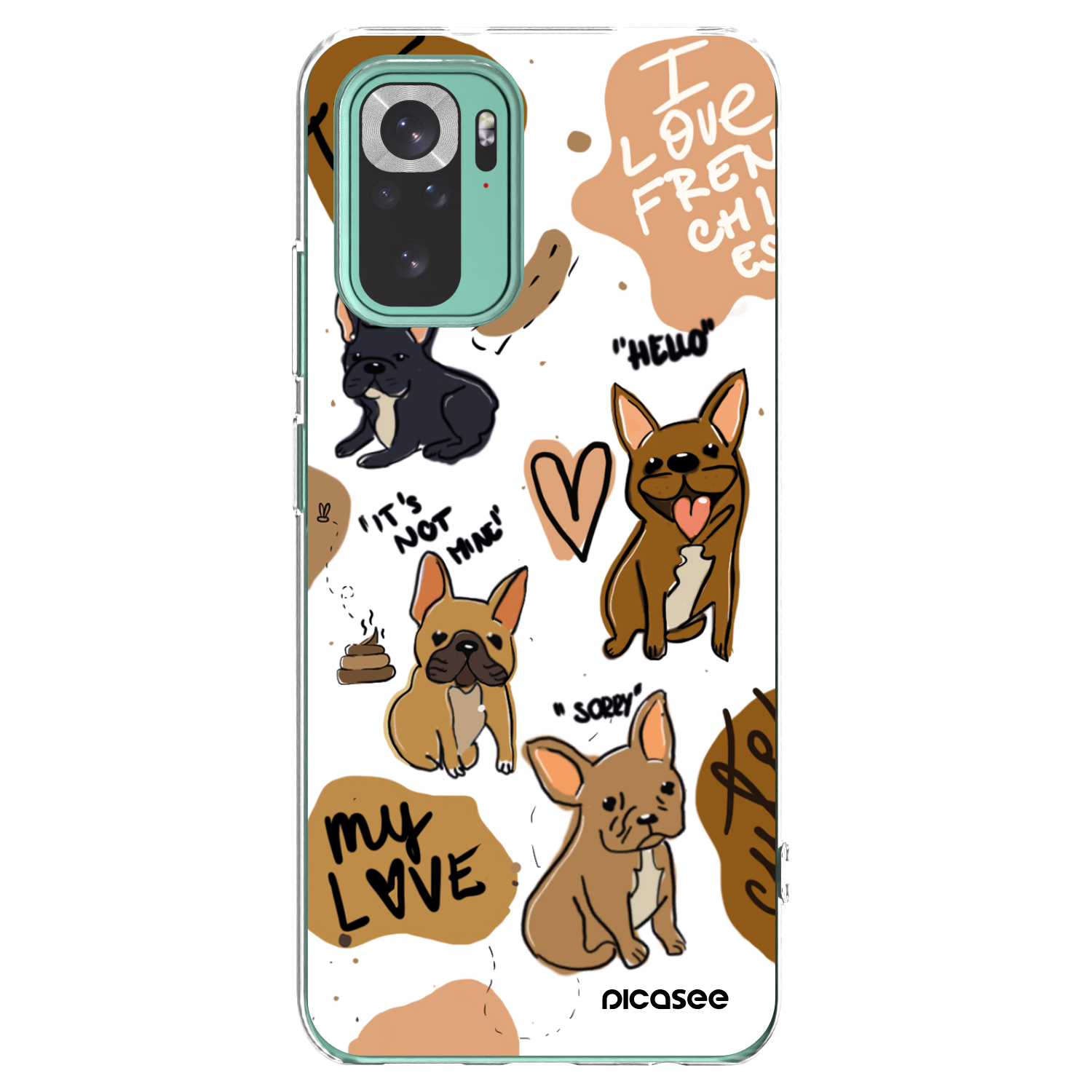 Picasee Xiaomi Redmi Note 10 Pro Hülle - Transparentes Silikon - Frenchies