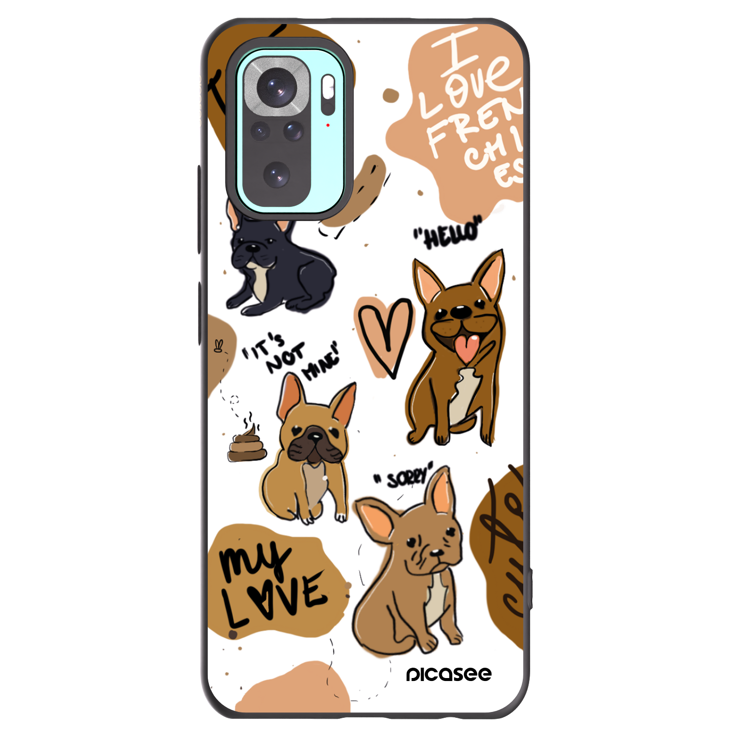 Picasee Xiaomi Redmi Note 10 Pro Hülle - Schwarzes Silikon - Frenchies