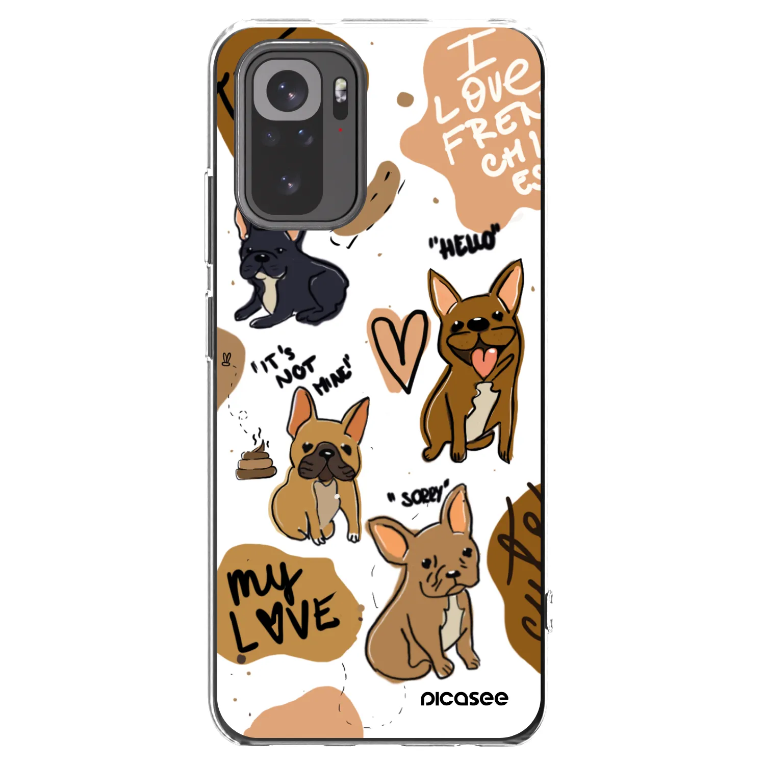Picasee Xiaomi Redmi Note 10S Hülle - Transparentes Silikon - Frenchies