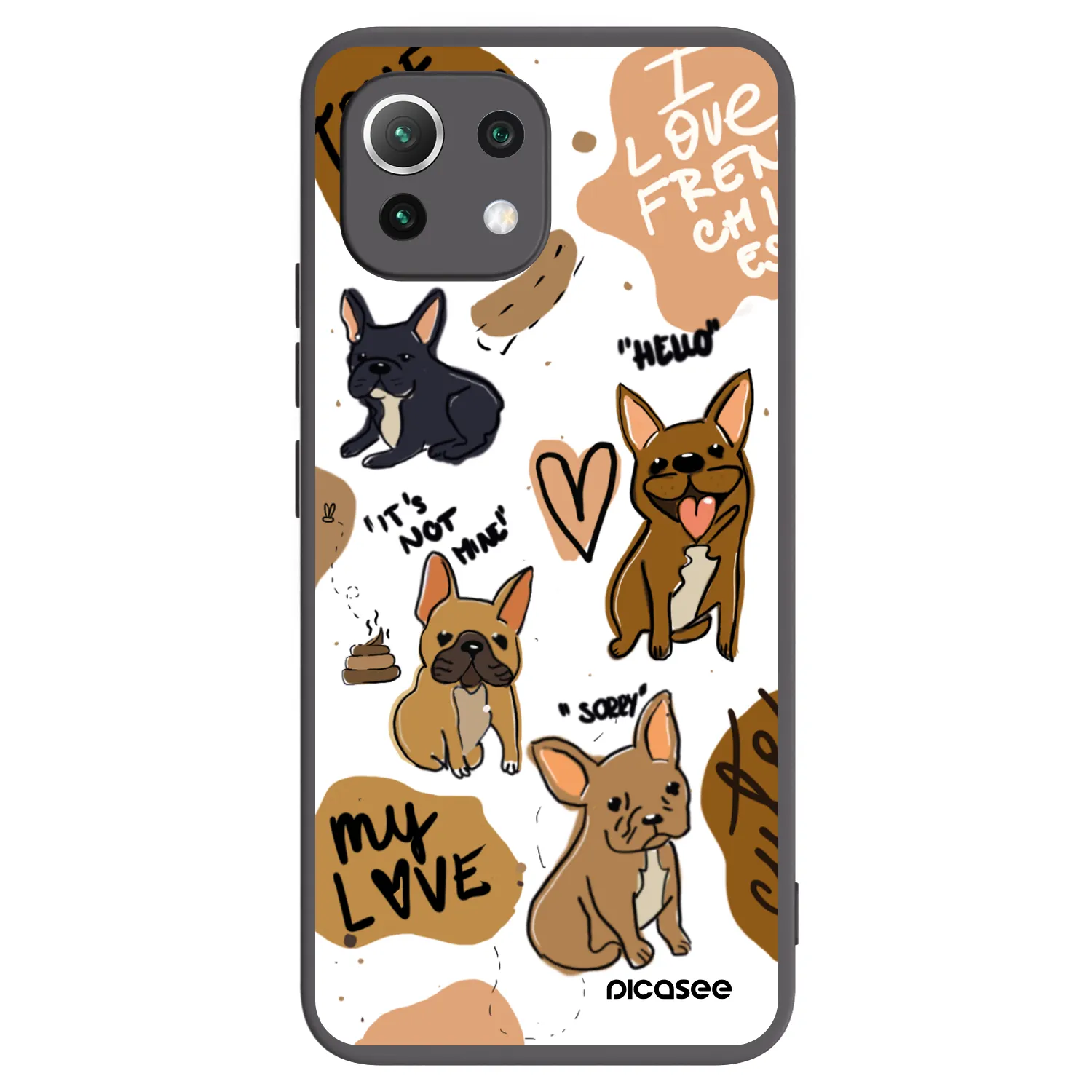 Picasee Xiaomi Mi 11 Lite Hülle - Schwarzes Silikon - Frenchies