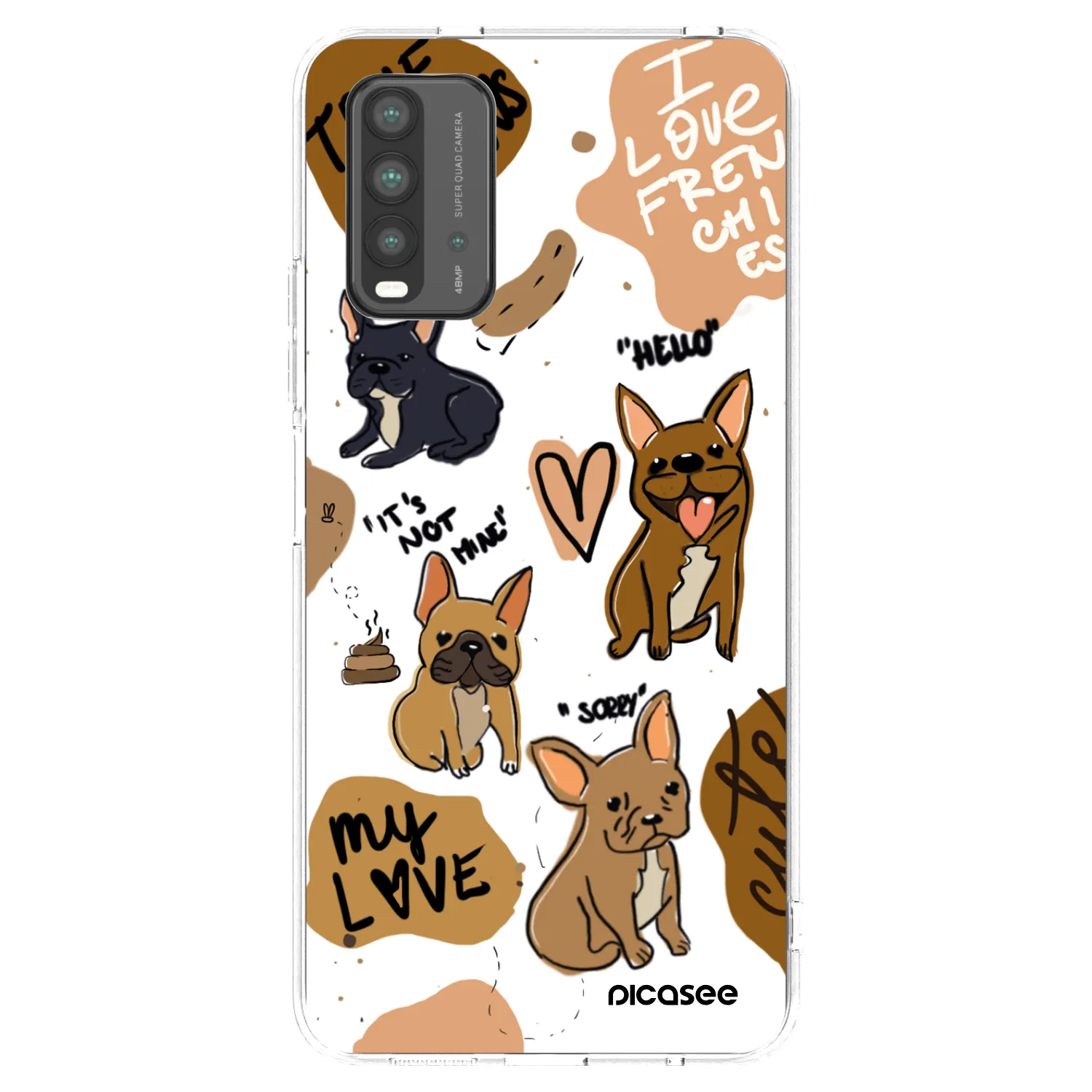 Picasee Xiaomi Redmi 9T Hülle - Transparentes Silikon - Frenchies