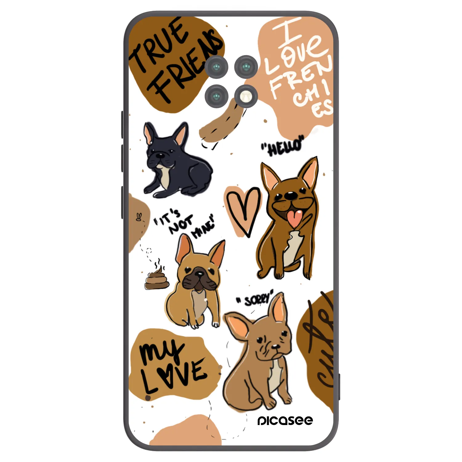 Picasee Xiaomi Redmi Note 9T Hülle - Schwarzes Silikon - Frenchies
