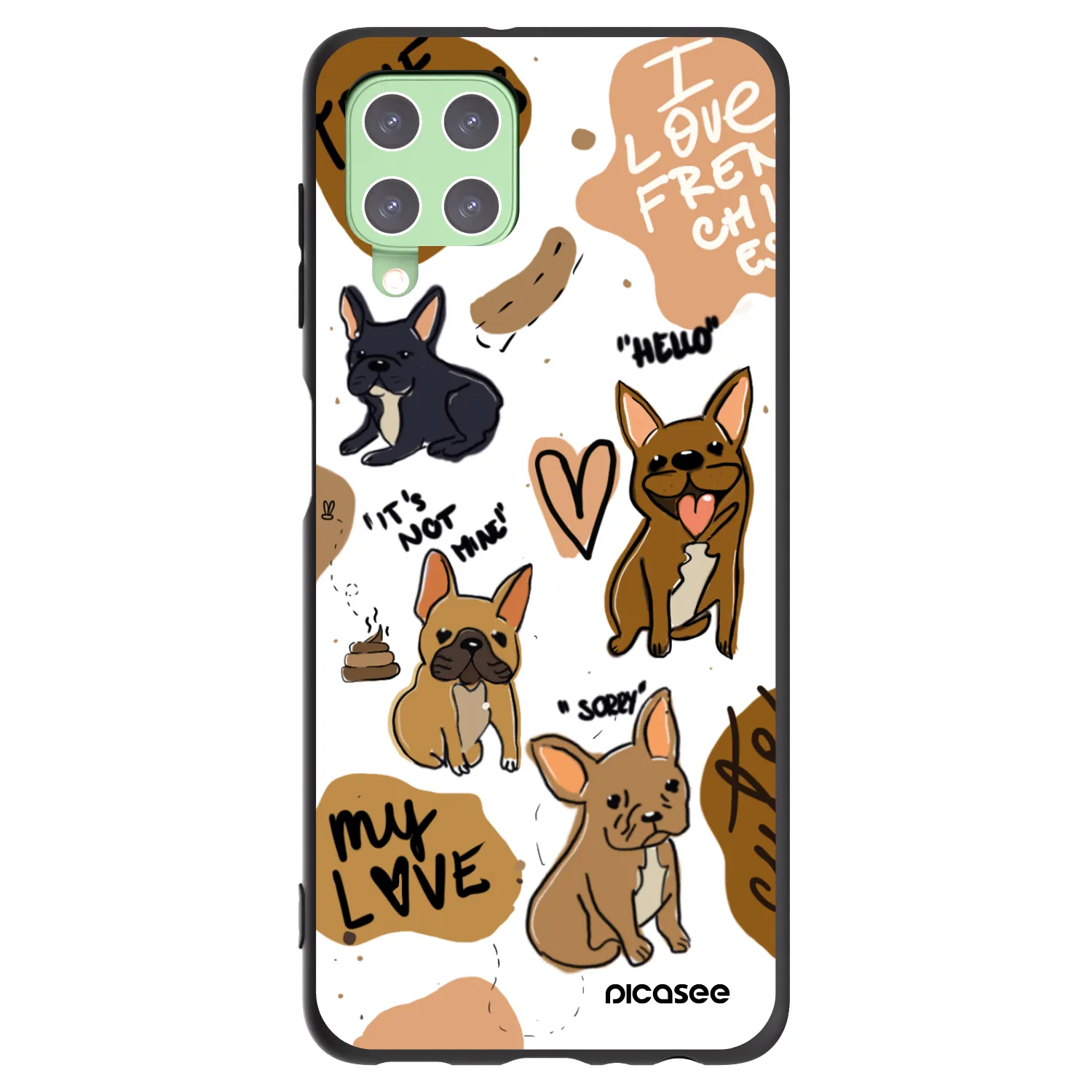 Picasee Samsung Galaxy A22 A225F 4G Hülle - Schwarzes Silikon - Frenchies