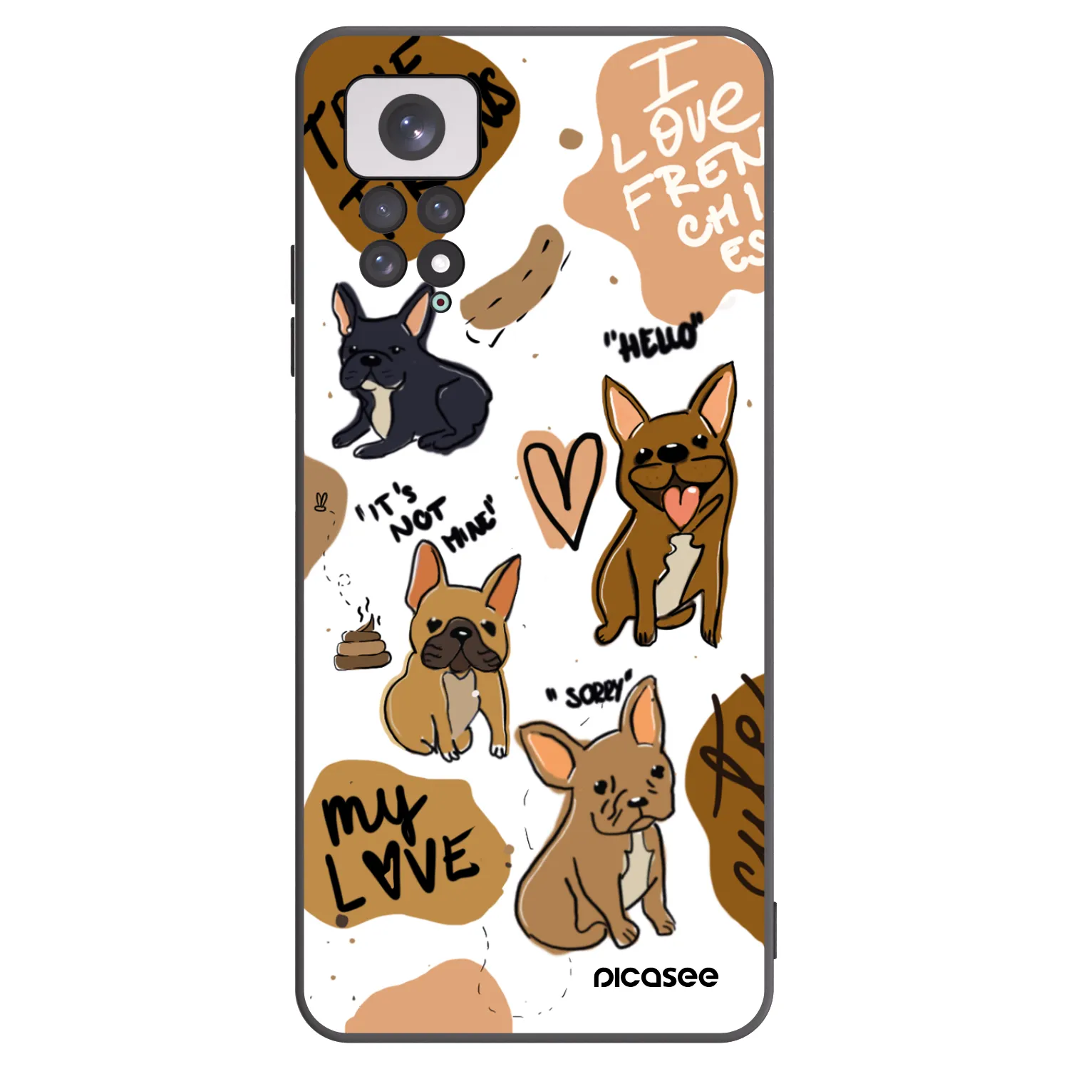 Picasee Xiaomi Redmi Note 11 Hülle - Schwarzes Silikon - Frenchies