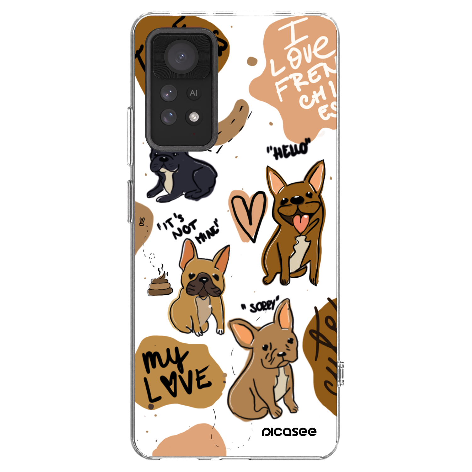 Picasee Xiaomi Redmi Note 11 Pro Hülle - Transparentes Silikon - Frenchies