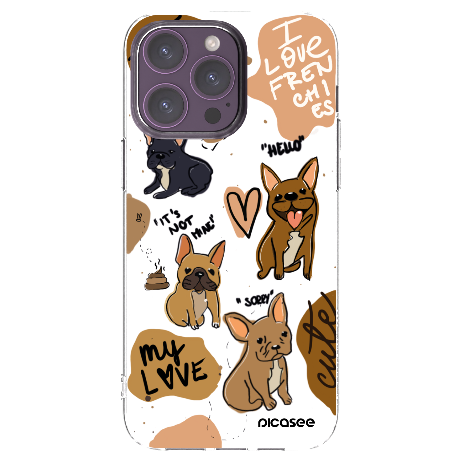 Picasee Apple iPhone 14 Pro Max Hülle - Transparentes Silikon - Frenchies