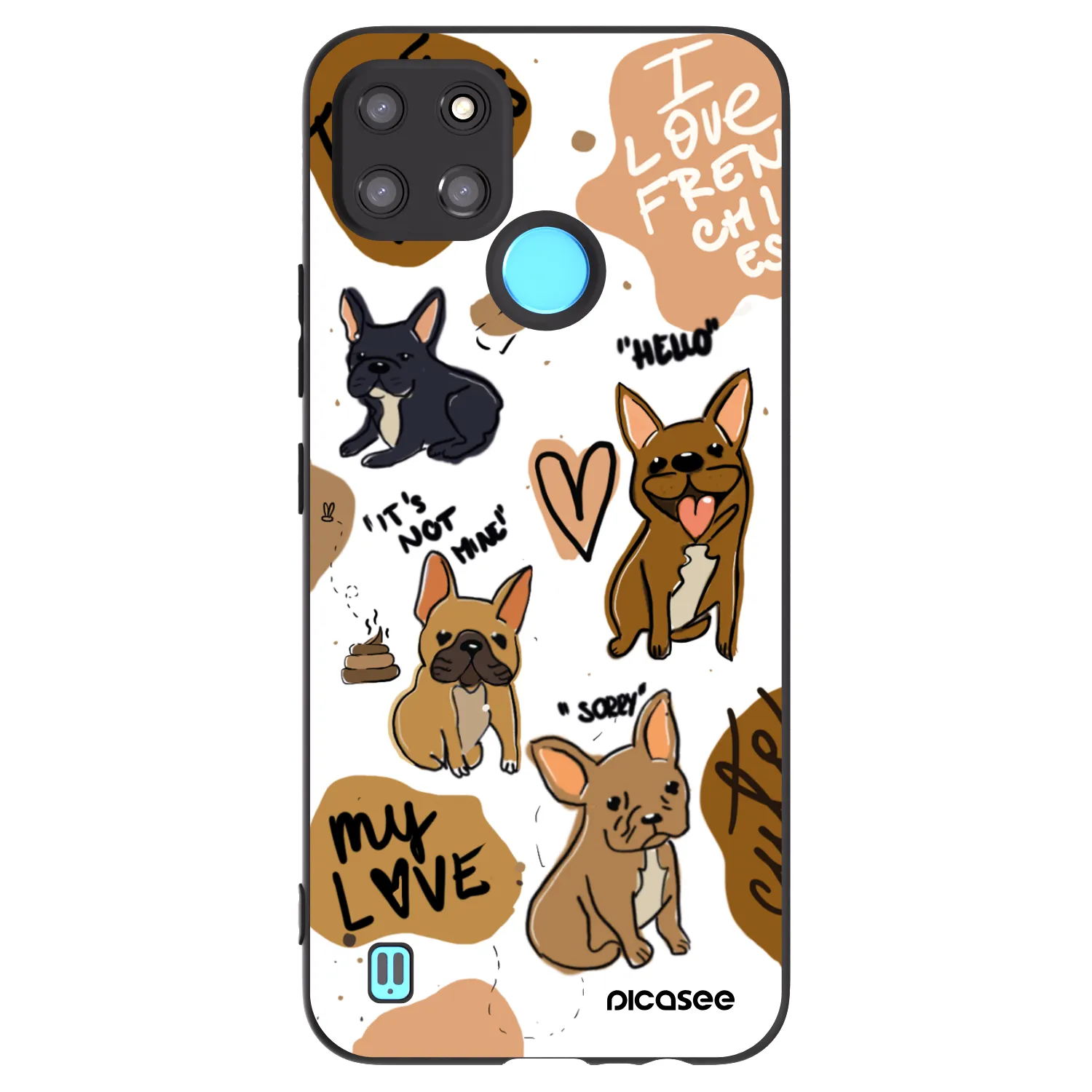 Picasee Realme C21Y Hülle - Schwarzes Silikon - Frenchies