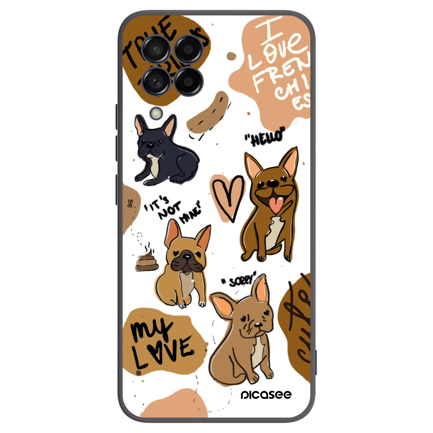 Picasee Samsung Galaxy M53 5G Hülle - Schwarzes Silikon - Frenchies