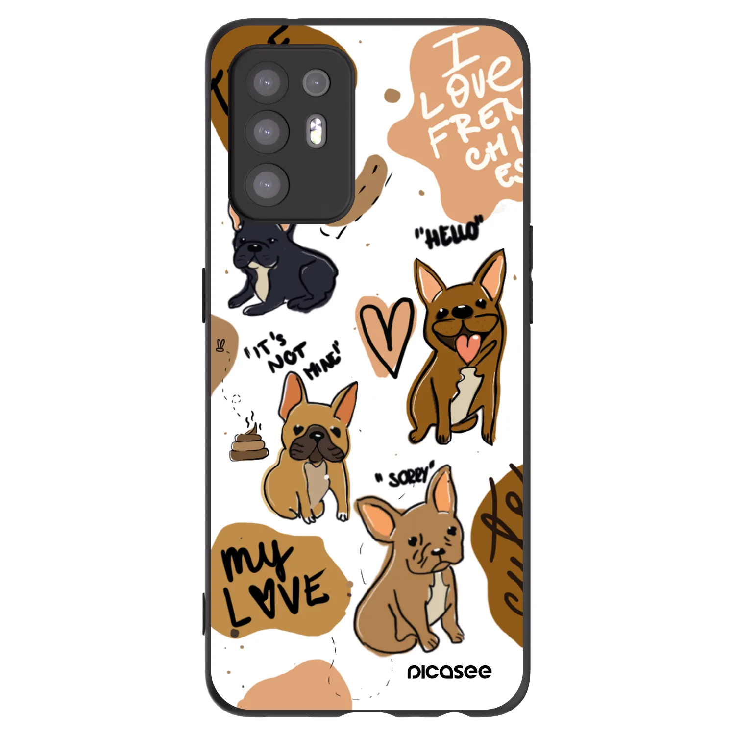 Picasee OPPO A94 5G Hülle - Schwarzes Silikon - Frenchies