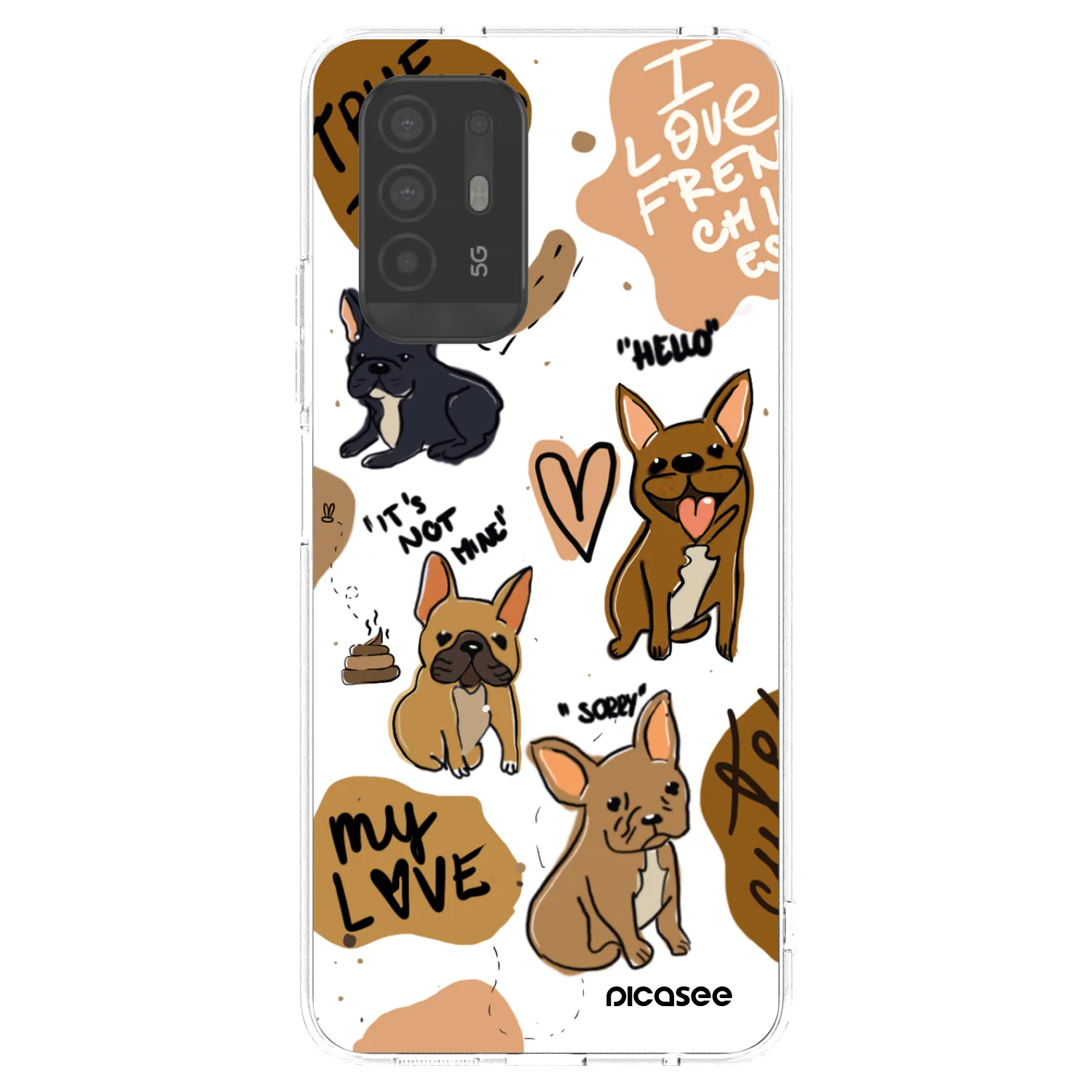 Picasee OPPO A94 5G Hülle - Transparentes Silikon - Frenchies