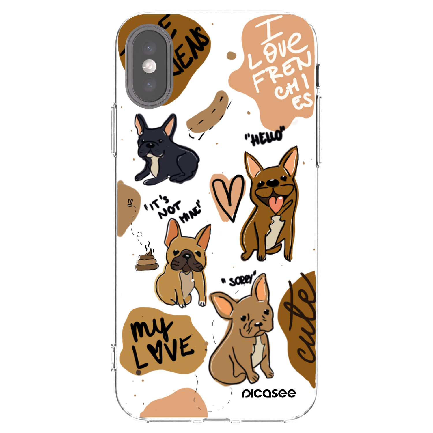 Picasee Apple iPhone X/XS Hülle - Transparentes Silikon - Frenchies