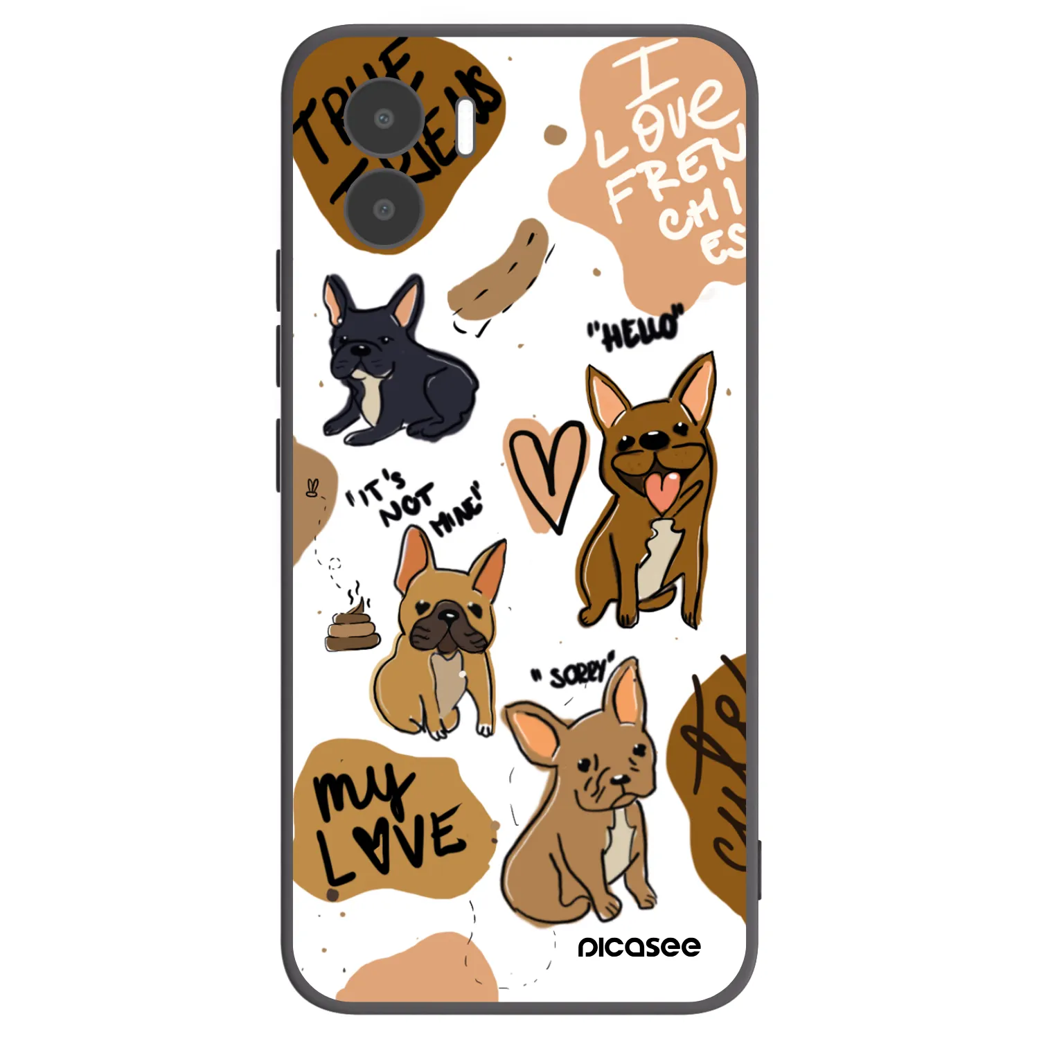 Picasee Xiaomi Redmi A1 Hülle - Schwarzes Silikon - Frenchies