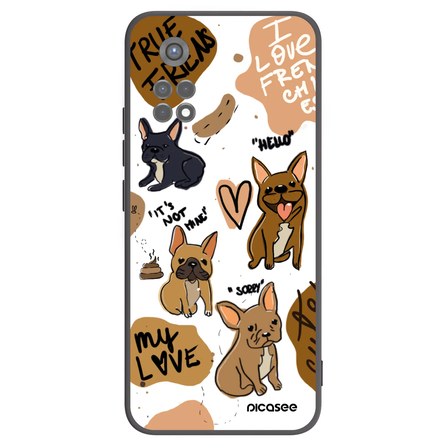 Picasee Xiaomi Redmi Note 11S 5G Hülle - Schwarzes Silikon - Frenchies
