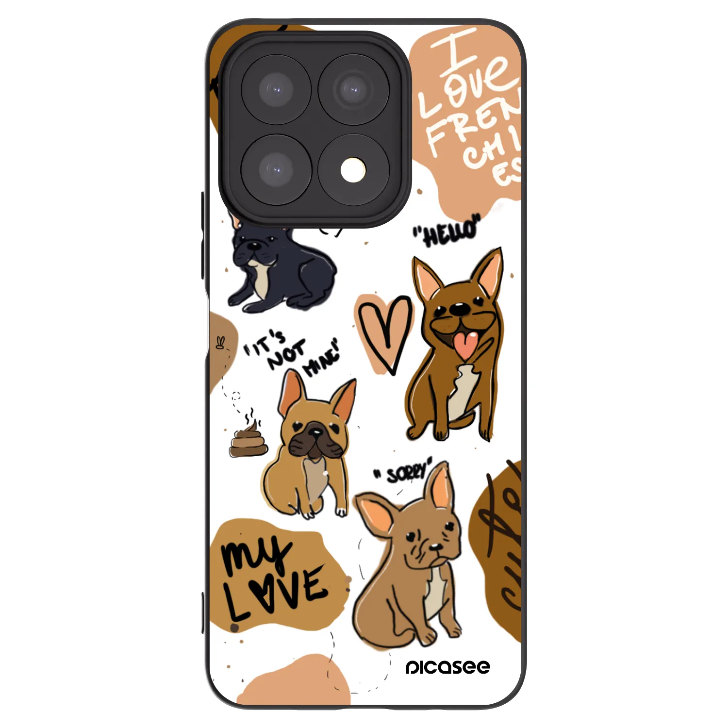 Picasee Honor X8a Hülle - Schwarzes Silikon - Frenchies