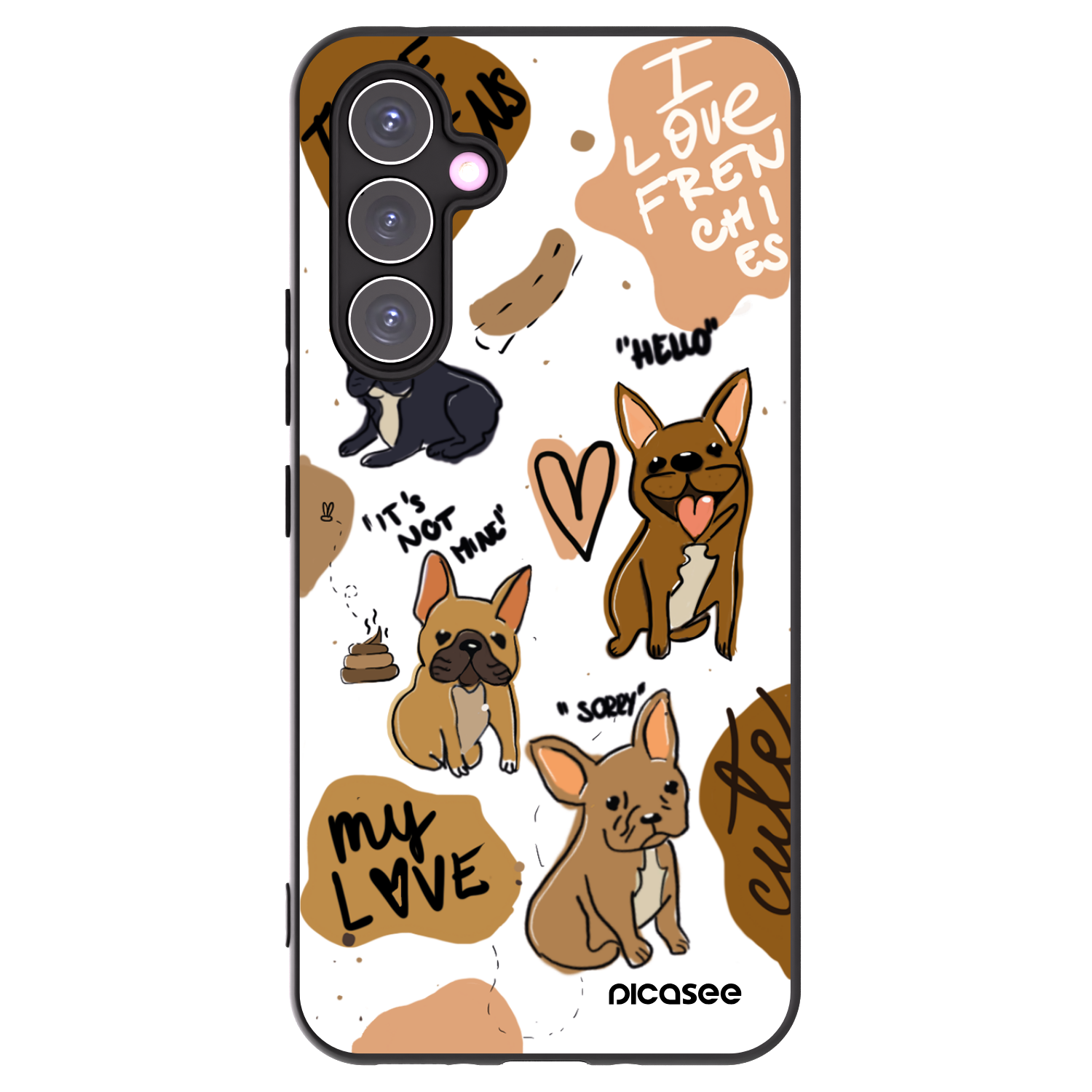 Picasee Samsung Galaxy A54 5G A546B Hülle - Schwarzes Silikon - Frenchies