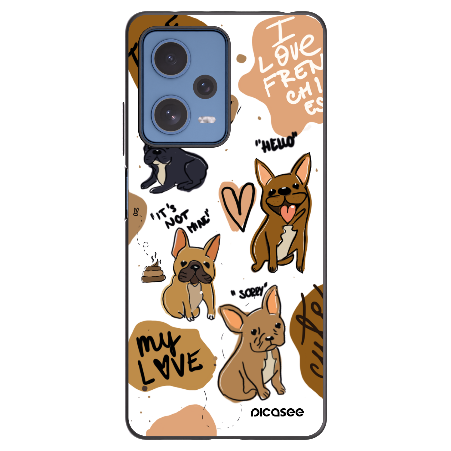 Picasee Xiaomi Redmi Note 12 Pro 5G Hülle - Schwarzes Silikon - Frenchies