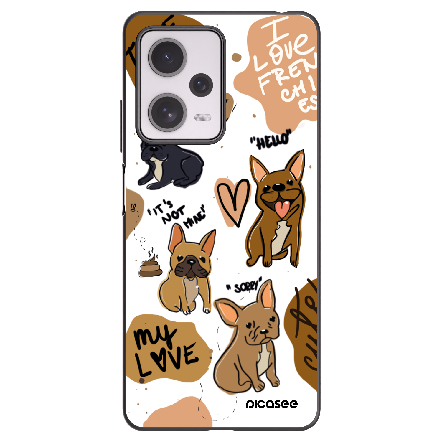 Picasee Xiaomi Redmi Note 12 Pro+ 5G Hülle - Schwarzes Silikon - Frenchies