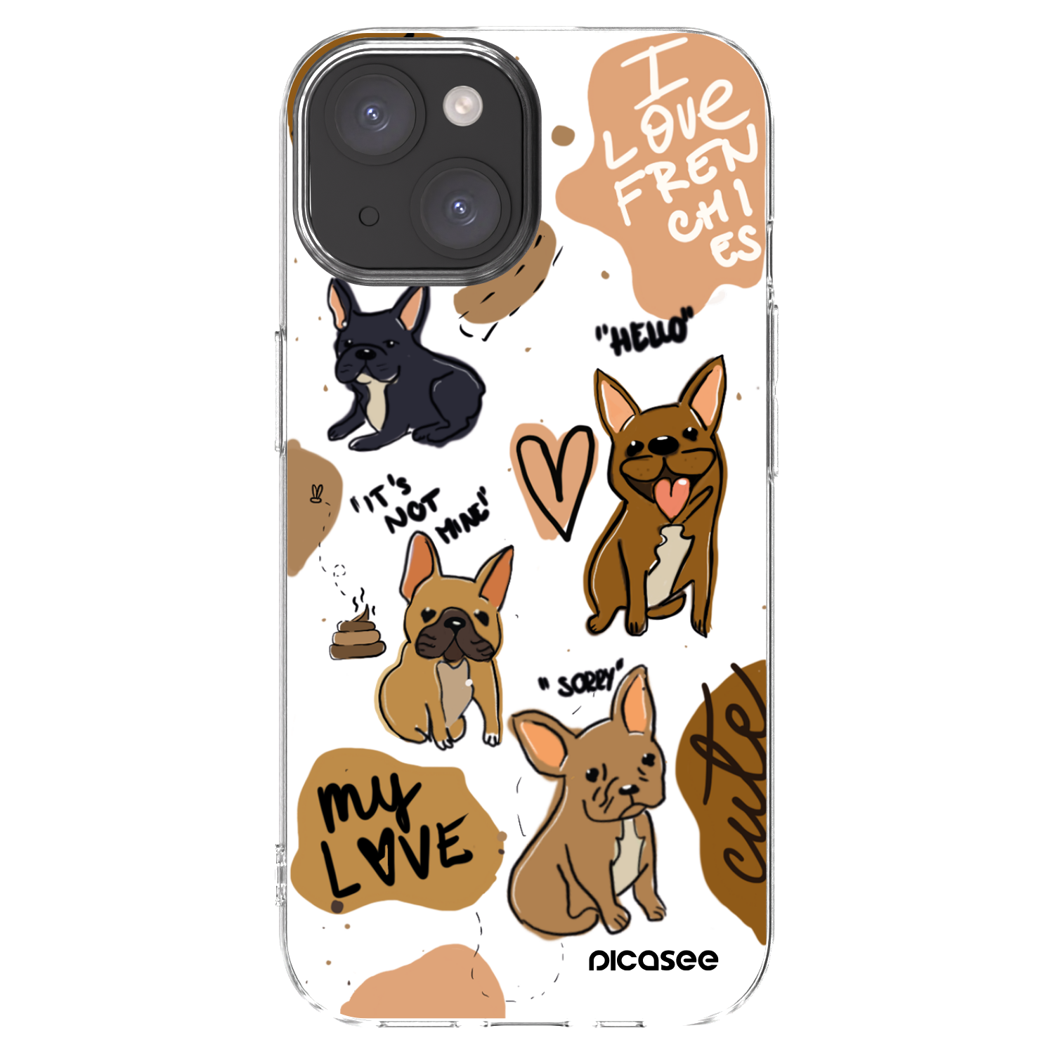Picasee Apple iPhone 15 Hülle - Transparentes Silikon - Frenchies