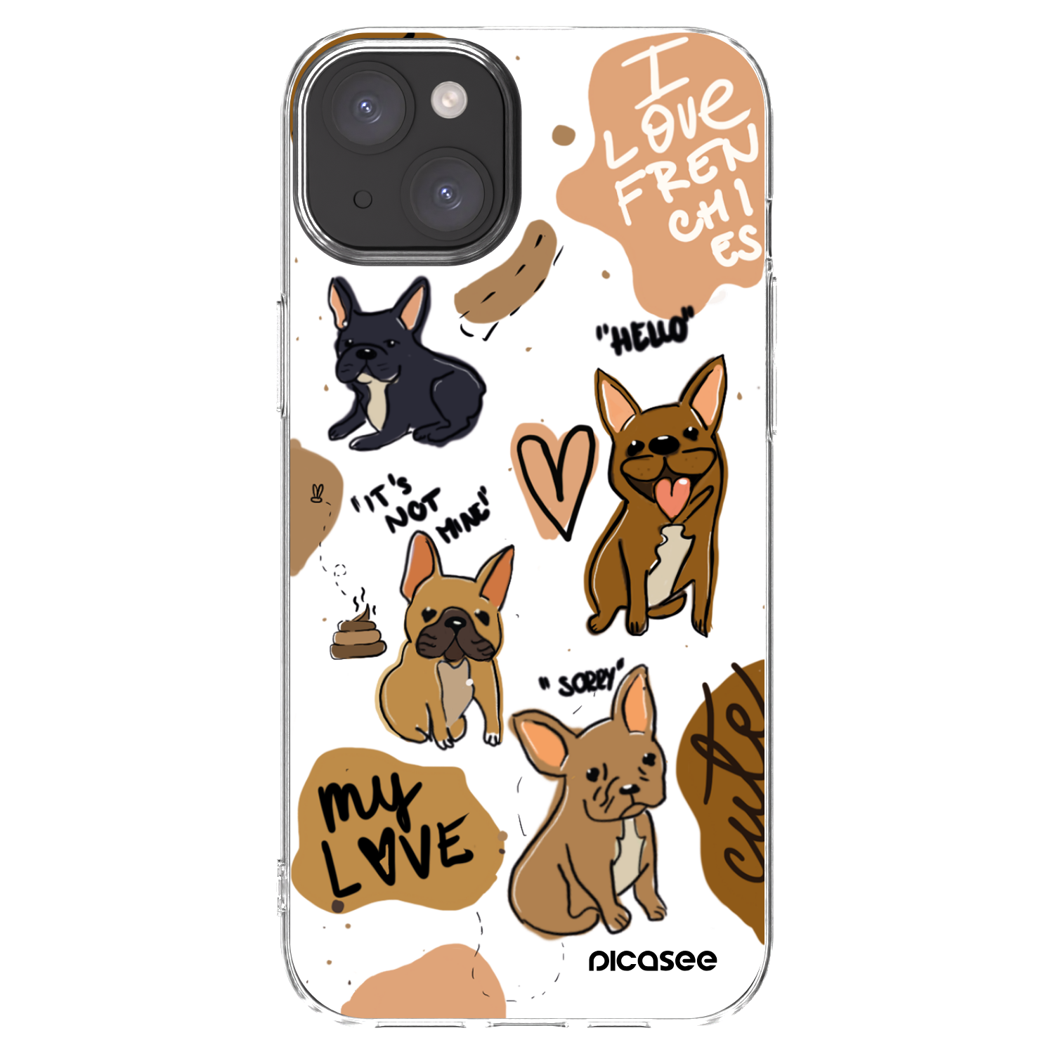 Picasee Apple iPhone 15 Plus Hülle - Transparentes Silikon - Frenchies