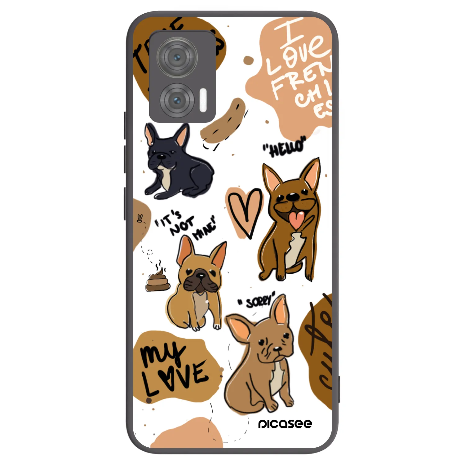 Picasee Motorola Edge 30 Neo Hülle - Schwarzes Silikon - Frenchies