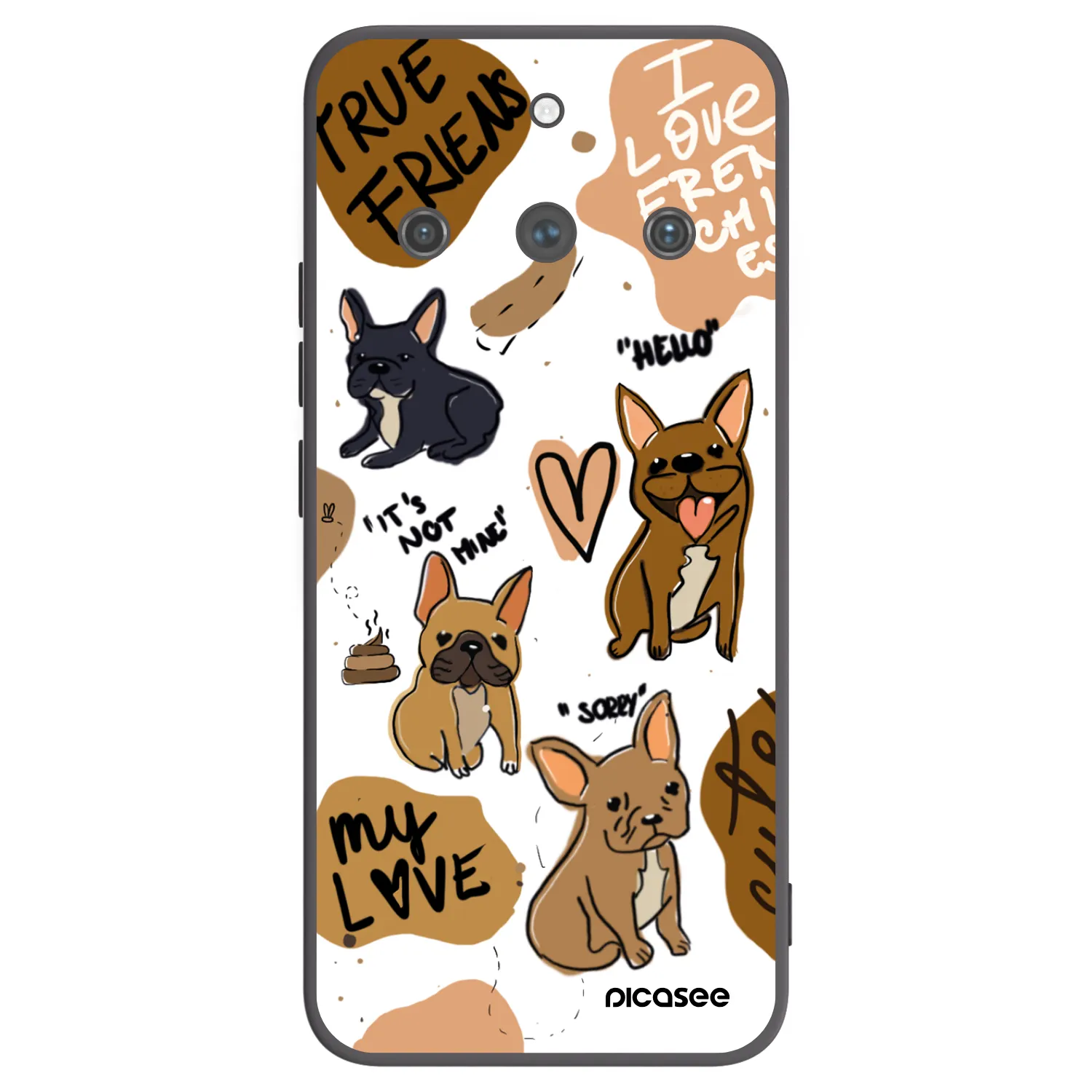 Picasee Realme 11 Pro+ Hülle - Schwarzes Silikon - Frenchies