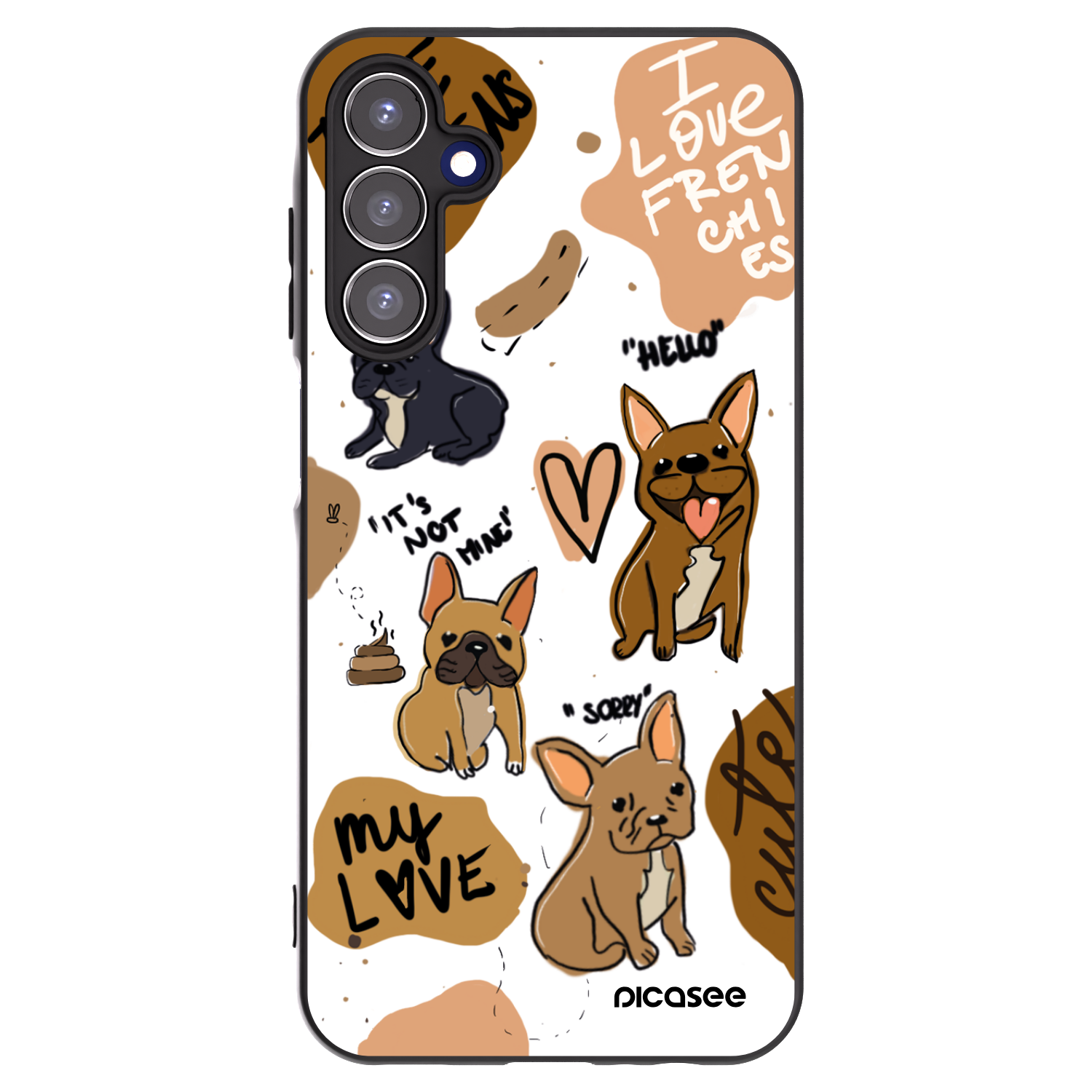 Picasee Samsung Galaxy A15 A156B 5G Hülle - Schwarzes Silikon - Frenchies