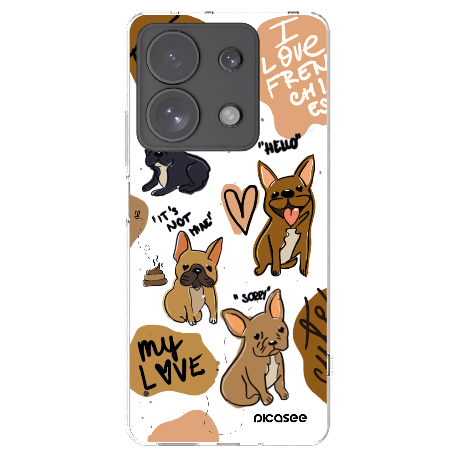 Picasee Xiaomi Redmi Note 13 Pro 4G Hülle - Transparentes Silikon - Frenchies