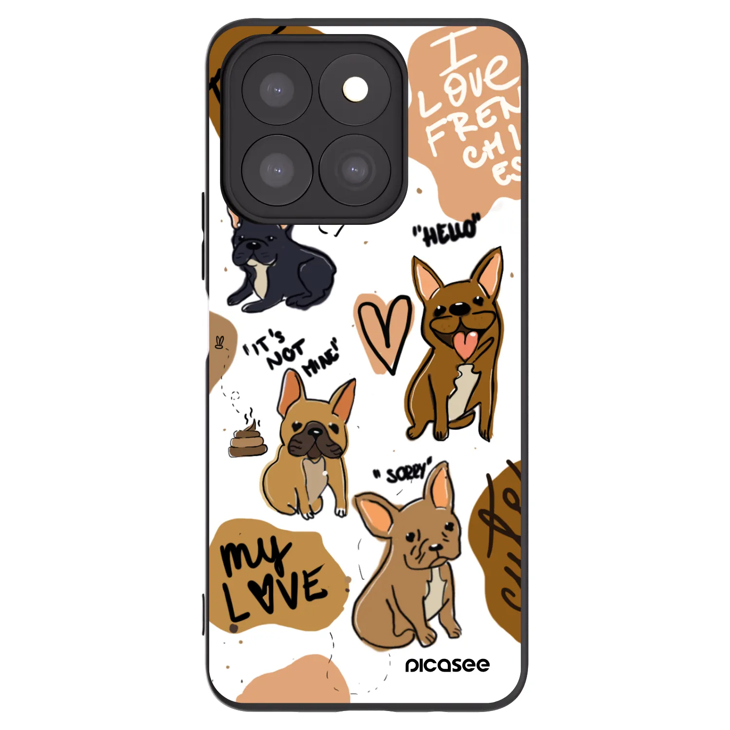 Picasee Honor X8b Hülle - Schwarzes Silikon - Frenchies