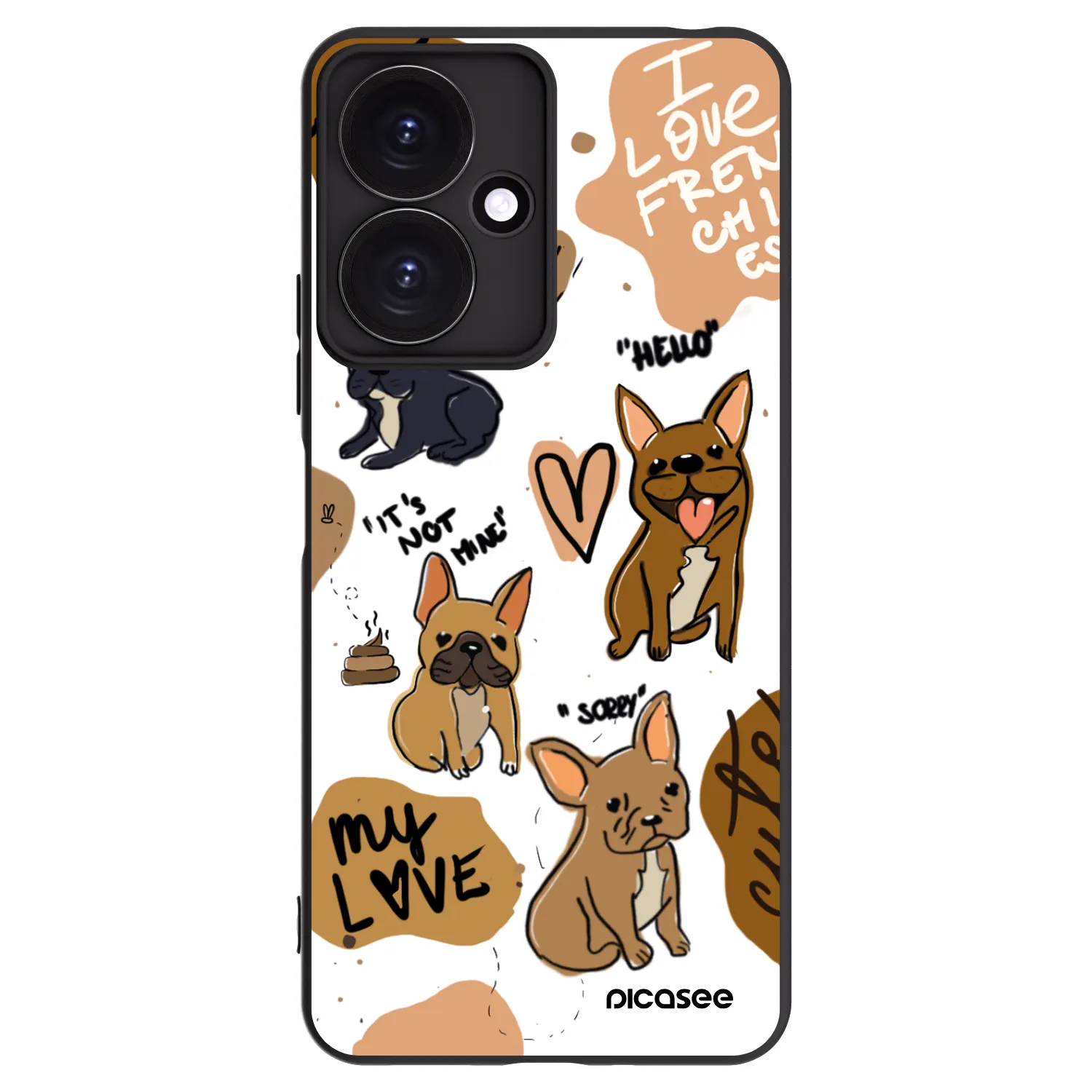 Picasee Xiaomi Redmi 13C 5G Hülle - Schwarzes Silikon - Frenchies